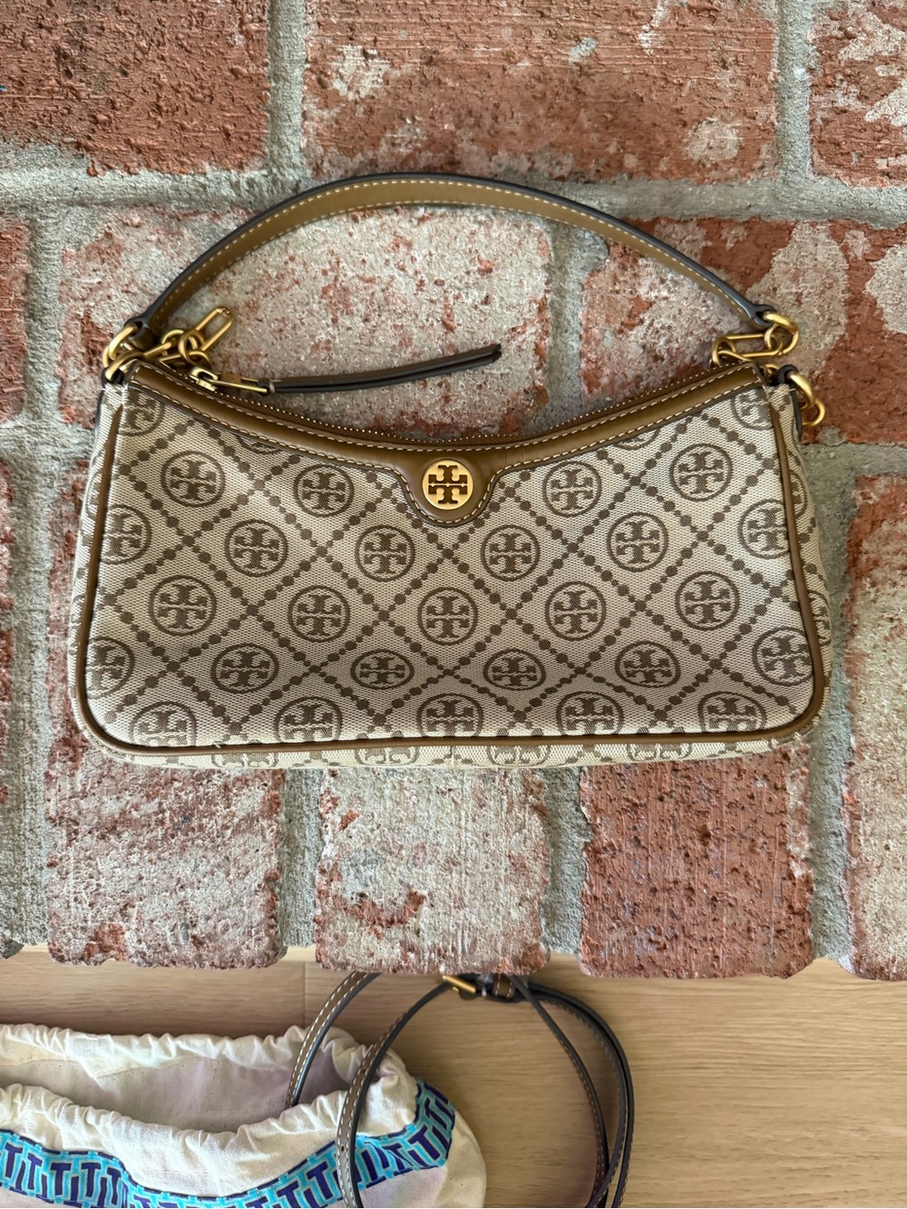 Tory Burch T Monogram Jacquard Studio Shoulder Bag - Hazelnut